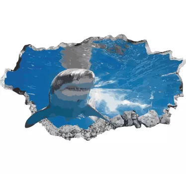 Shark traversing wall fish  decal - TenStickers