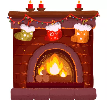 Christmas fireplace 3D wall sticker - TenStickers