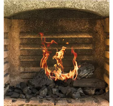 Fireplace with burning fire  3D wall sticker - TenStickers