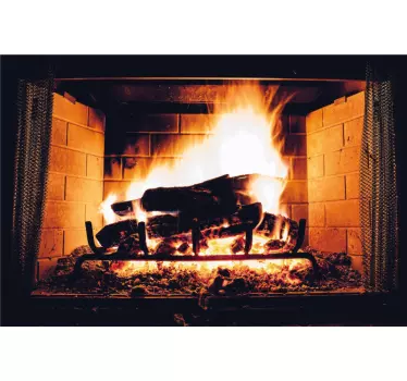 Elegant black fireplace visual effects wall sticker - TenStickers