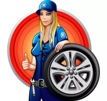 Mechanic Woman Sticker - TenStickers