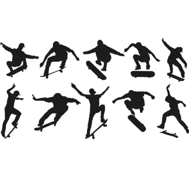silhouettes skateborders window decal - TenStickers