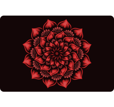 Mandala red flower laptop sticker - TenStickers