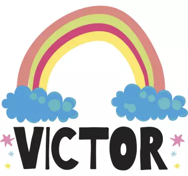 Wall sticker for kids rainbow cloud name - TenStickers