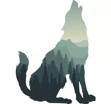 Wolf with forest howling wild animal sticker - TenStickers