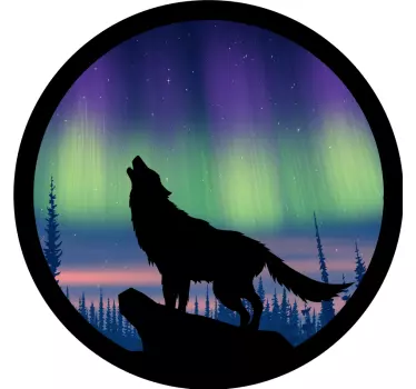 Wolve howling in nordic lights wild animal sticker - TenStickers