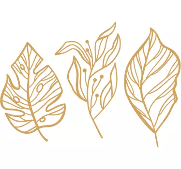 Set of gold leaf plant decals - TenStickers