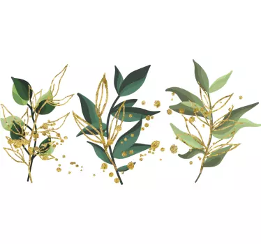 Leaf gold splatter set plant decals - TenStickers