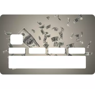 Dollars money rain bank card sticker - TenStickers