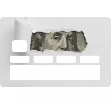 Ripped paper revealing dollar bank card decal - TenStickers