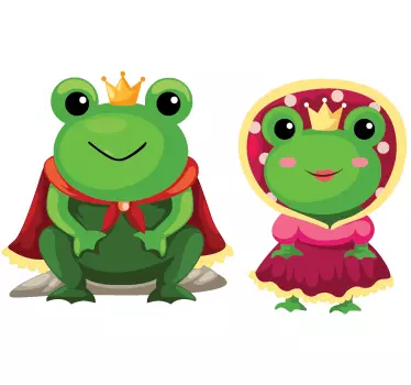 King and Queen Frogs Kids Sticker - TenStickers