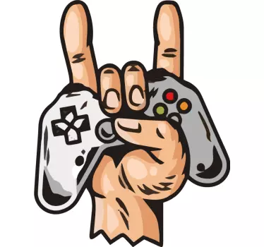hand keeping a modern joystick Playstation decal - TenStickers