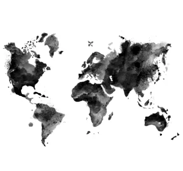 Splash color grey shaded world map vinyl wall art - TenStickers