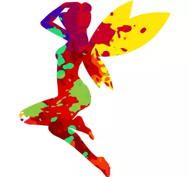 Fantasy wall sticker vibrant fairy outline - TenStickers