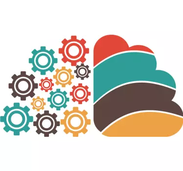 Multicolor gear brain office wall decal - TenStickers