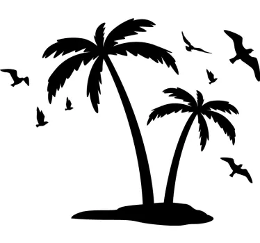 Monocolor palms with trees wall decal - TenStickers