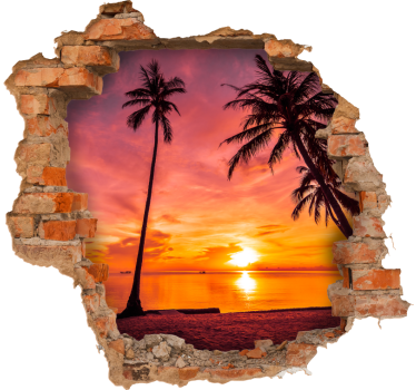 Palms 3D twilight visual effects wall decal - TenStickers