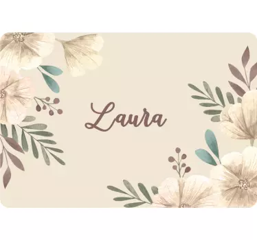 Beautiful blooming flowers with name laptop decal - TenStickers