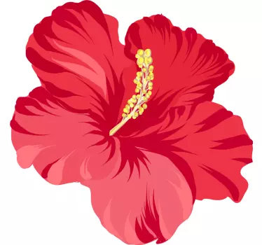 Red hibiscus flower Living room wall sticker - TenStickers