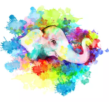 Elephant splash wild animal sticker - TenStickers