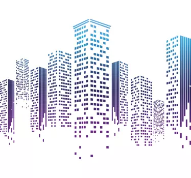 Skyscraper gradient colours skyline decal - TenStickers