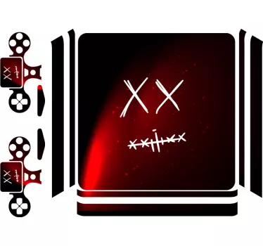 black and red gaming theme Playstation 4 stickers - TenStickers