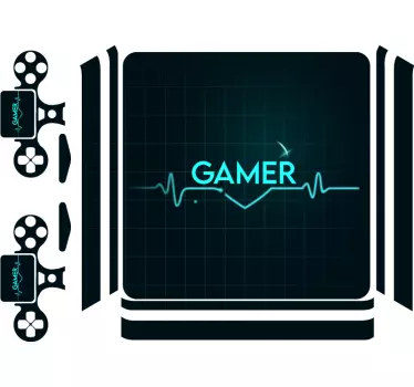 gamer with heartbeat Playstation 4 stickers - TenStickers