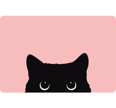 Cat head on pink background laptop stickers - TenStickers