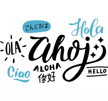 Hello languages text wall decal - TenStickers