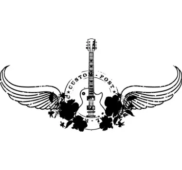 Electric Guitar Wings Wall Sticker - TenStickers