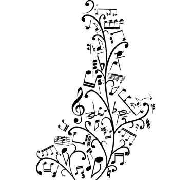Floral Musical Notes Wall Stickers - TenStickers