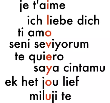Quote sticker love in languages - TenStickers