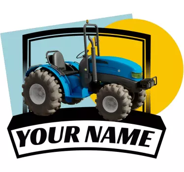 Blue tractor plate with name  Custom Sticker - TenStickers