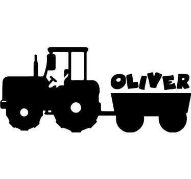 Tractor customized name wall sticker for kids - TenStickers