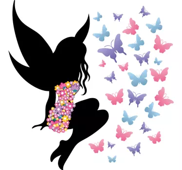 Fairy with butterflies angel sticker - TenStickers