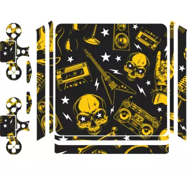 rock and roll seamless pattern Playstation 4 decal - TenStickers