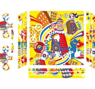 Ps4 skin vibrant music scene - TenStickers