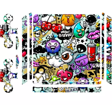 Cartoon graffiti sticker bomb design ps4 skin - TenStickers