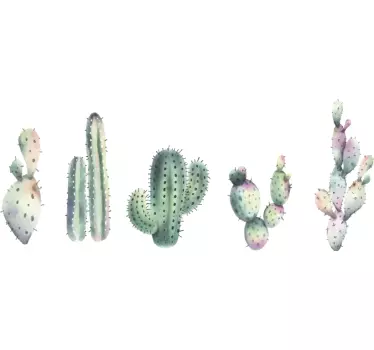 Multicolor sober cactus plant decals - TenStickers