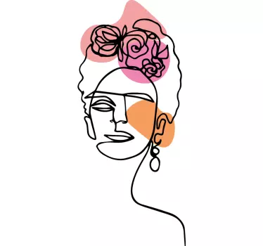 Stylized feminine portrait wall art sticker - TenStickers