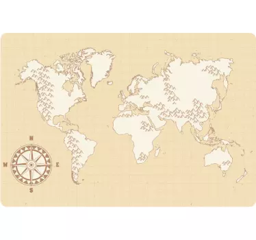 Laptop skin map with compass design - TenStickers