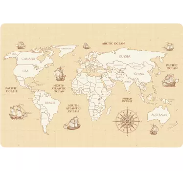 Antique worlds map with countries laptop sticker - TenStickers