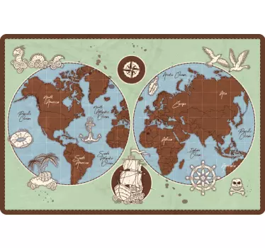 Flat design vintage world map laptop sticker - TenStickers