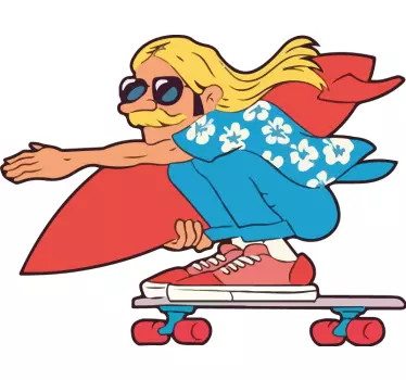 Laptop sticker skateboarding character design - TenStickers