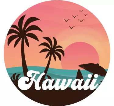 Fridge sticker hawaii sunset scene - TenStickers