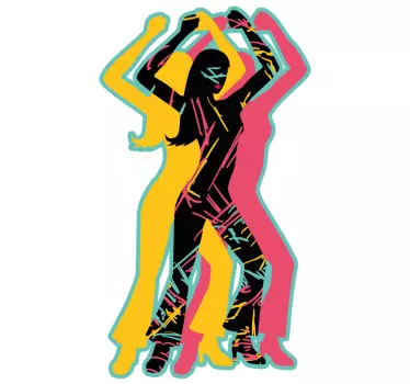 Groovy dancing 70's style retro wall decal - TenStickers