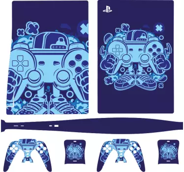 Gamer cartoon Playstation 5 decal - TenStickers
