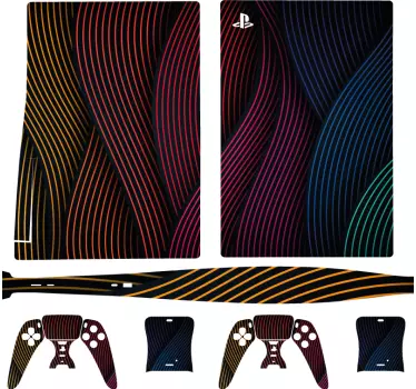 Ps5 skin vibrant curved lines - TenStickers
