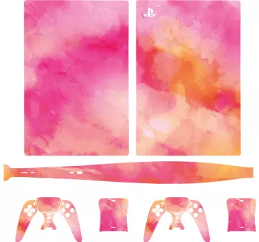 Yellow and pink background PS5 sticker - TenStickers