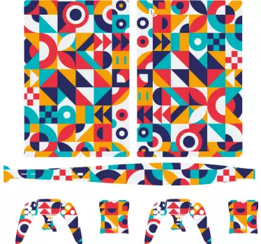 Ps5 skin with bright geometric designs - TenStickers